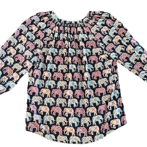 Crown & Ivy Womens navy purple elephant blouse top Size small - Picture 6 of 6